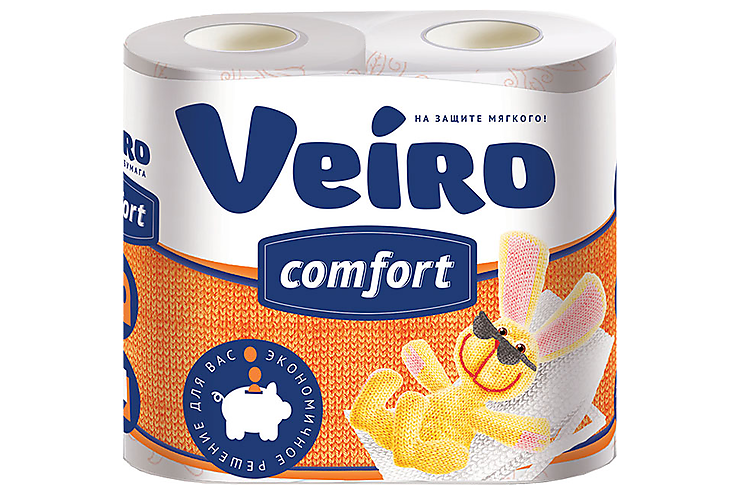 Туалетная бумага двухслойная Veiro COMFORT 4 рулона, 200 г