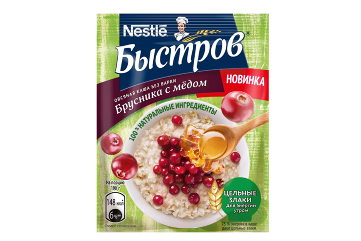 Каша «Быстров» овсяная с брусникой и мёдом, 40 г – купить по приятной ...