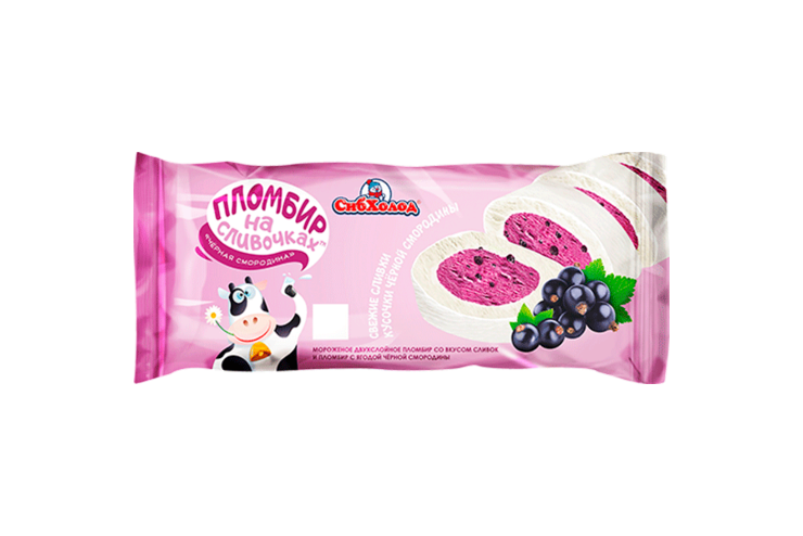 Мороженое «Пломбир на сливочках» сливки-черная смородина, 400 г ...