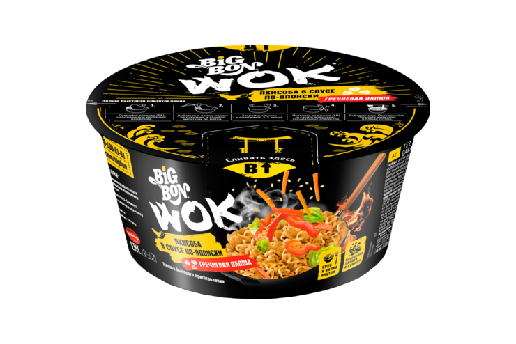 Лапша гречневая «BigBon» WOK Якисоба в соусе по-японски, 85 г – купить ...