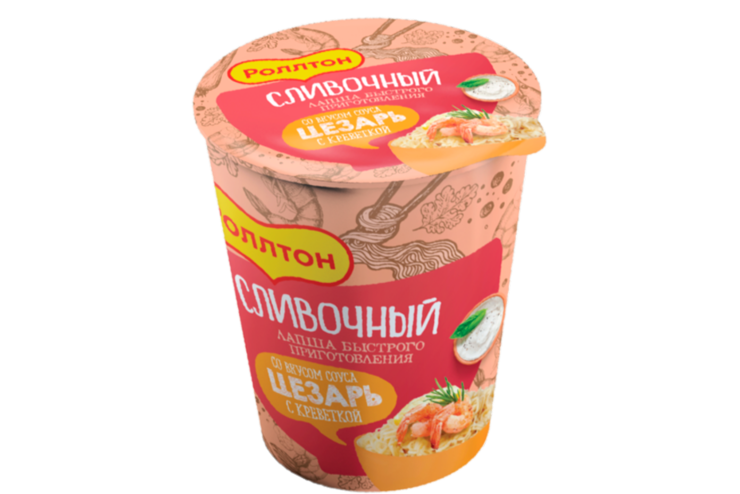 Лапша «Роллтон» Сливочный со вкусом соуса Цезарь с креветкой, 70 г ...