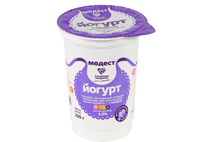 Йогурт питьевой «Модест» обогащенный витаминами, 200 г – купить по ...