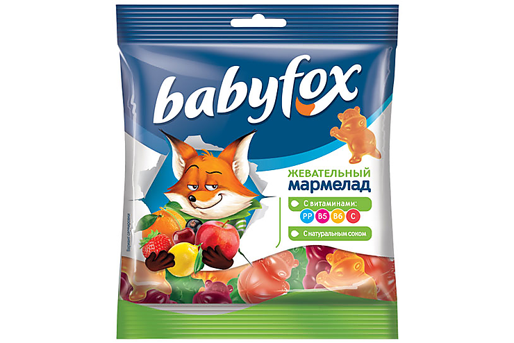«BabyFox», мармелад жевательный, с соком ягод и фруктов, 70 г