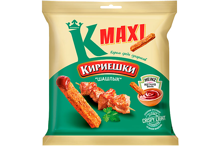 «Кириешки Maxi», сухарики со вкусом «Шашлык» и с кетчупом Heinz, 75 г