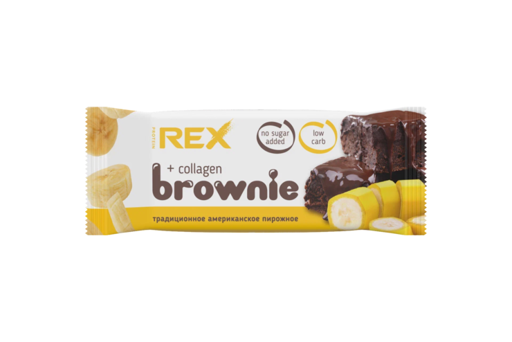 Пирожное «ProteinRex» протеиновое, «Брауни» банановое с коллагеном, 50 ...