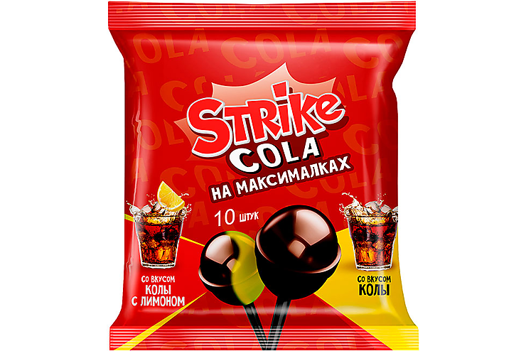«Strike», карамель на палочке «Cola на максималках», 113 г