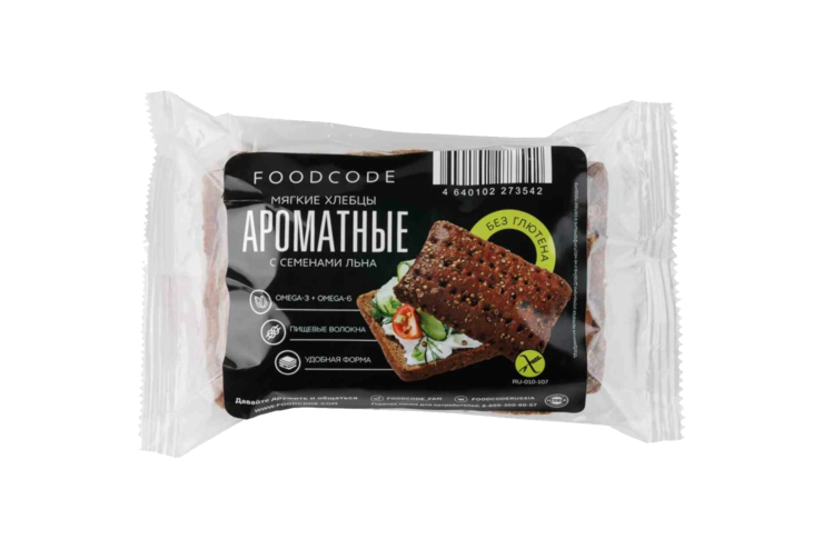 Хлебцы мягкие «Foodcode» Ароматные с семенами льна, 140 г – купить по ...