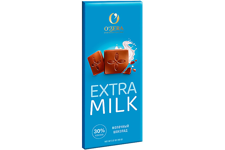 «O'Zera», шоколад молочный Extra milk, 90 г