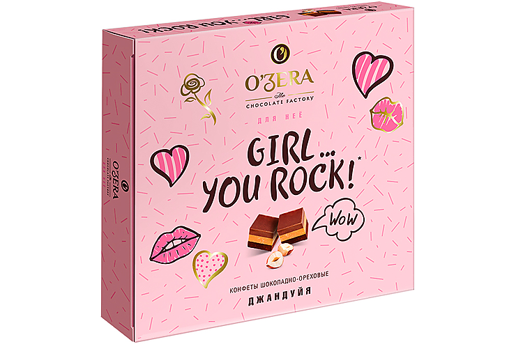 «O'Zera», конфеты шоколадно-ореховые «О'Зera» Girl… You Rock, 98 г