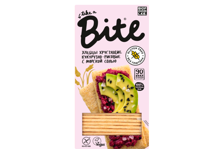 Хлебцы хрустящие «Take a Bite» кукурузно-рисовые с морской солью, 150 г ...