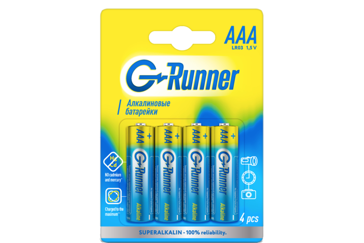 Батарейки алкалиновые «G-runner» AAА/LR03, 1,5 V, 4шт Батарейки алкалиновые «G-runner» AAА/LR03, 1,5 V, 4шт