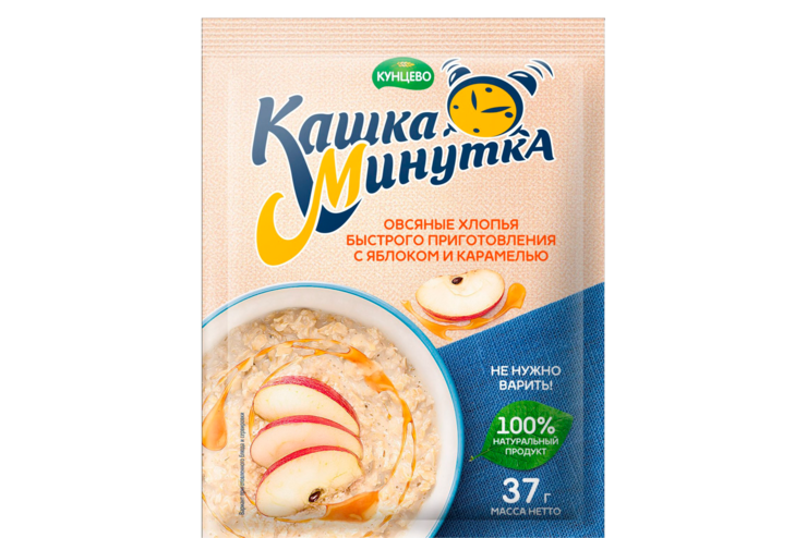 Кашка «Минутка» хлопья овсяные со вкусом яблока и карамели, 37 г ...
