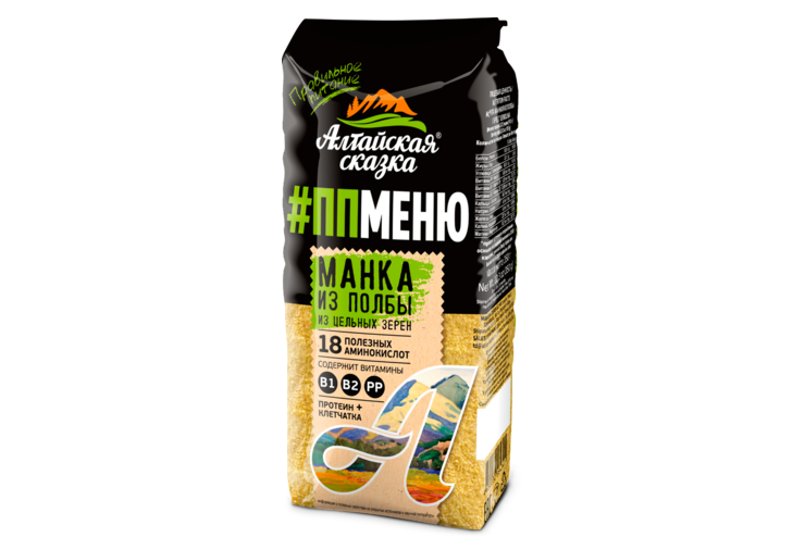 Манка из полбы «Алтайская сказка. ПП меню» из цельных зерен, 350 г ...
