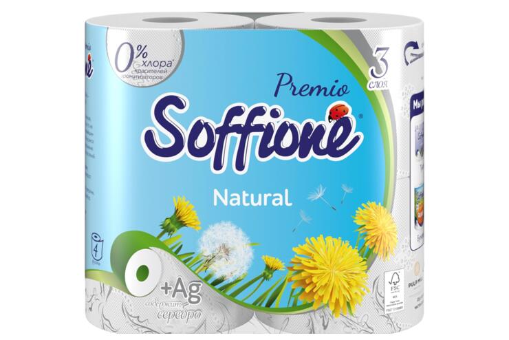 Туалетная бумага трехслойная «Soffione» Premio fresh, 4 рулона