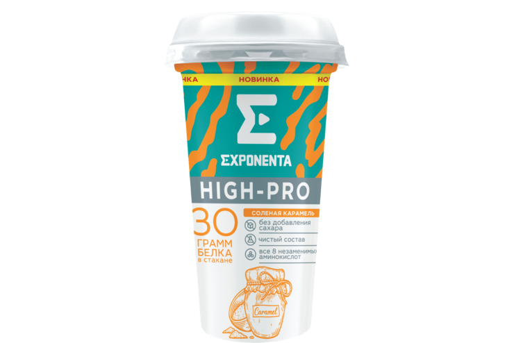 Напиток кисломолочный «EXPONENTA HIGH-PRO» Соленая карамель, 250 г ...