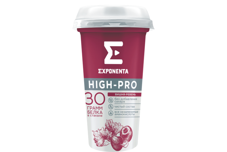 Напиток кисломолочный «EXPONENTA HIGH-PRO» Вишня-ревень, 250 г – купить ...