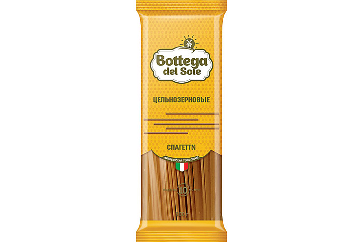 «Bottega del Sole», макаронные изделия «Спагетти», цельнозерновые, 500 г