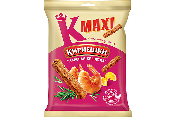 «Кириешки Maxi», сухарики со вкусом жареных креветок, 60 г