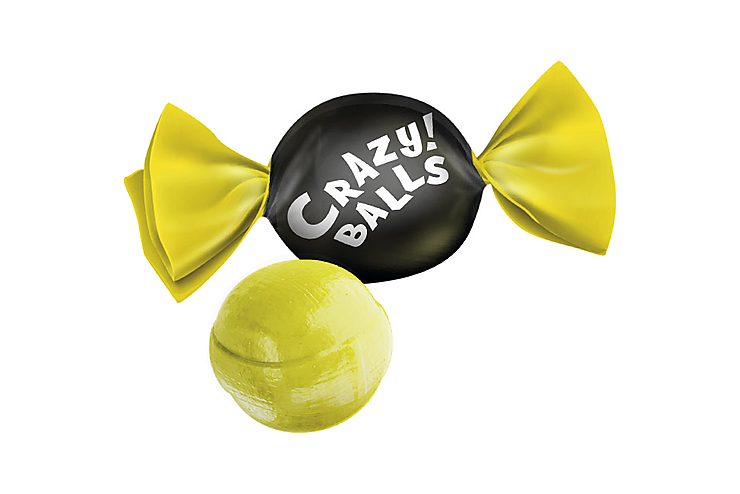 Карамель кислая  Crazy Balls лимон (коробка 2 кг)