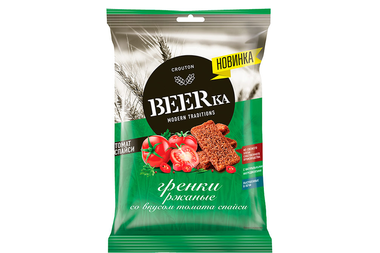 «Beerka», гренки со вкусом томата спайси, 60 г