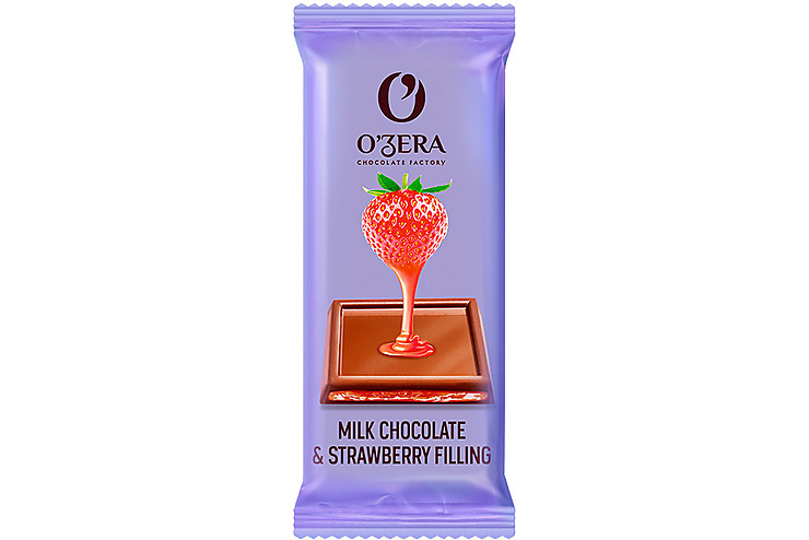 «O'Zera», молочный шоколад с желейной клубничной начинкой Milk & Strawberry filling,10*24 г