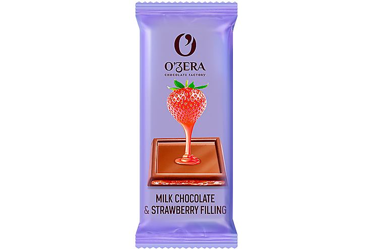 «O'Zera», молочный шоколад с желейной клубничной начинкой Milk & Strawberry filling, 24 г