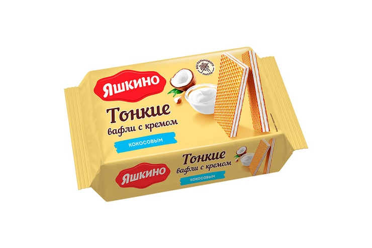 «Яшкино», вафли тонкие с кокосовым кремом, 144 г «Яшкино», вафли тонкие с кокосовым кремом, 144 г