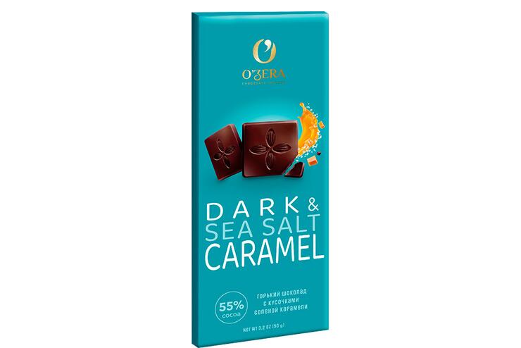 «O'Zera», горький шоколад Dark&Sea salt caramel, 90 г