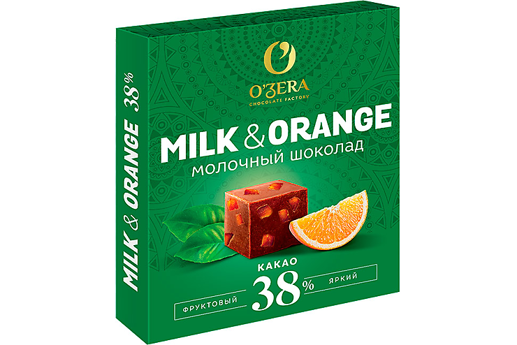 «O'Zera», шоколад молочный Milk & Orange, 90 г