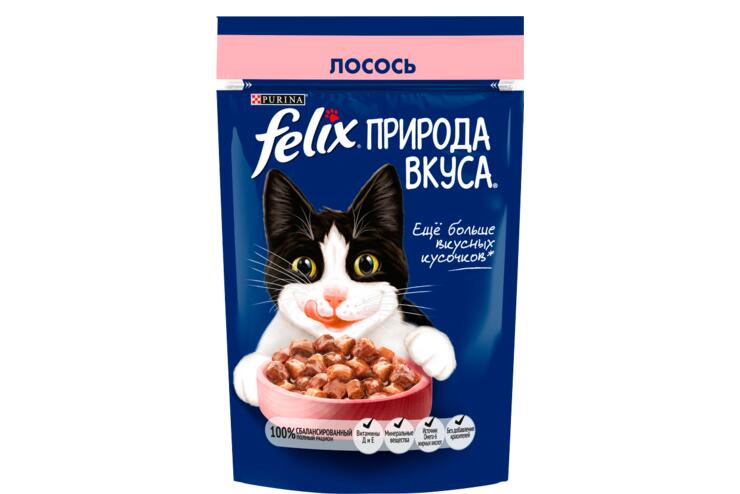 Корм для кошек «Felix» Природа вкуса, с лососем, 75 г