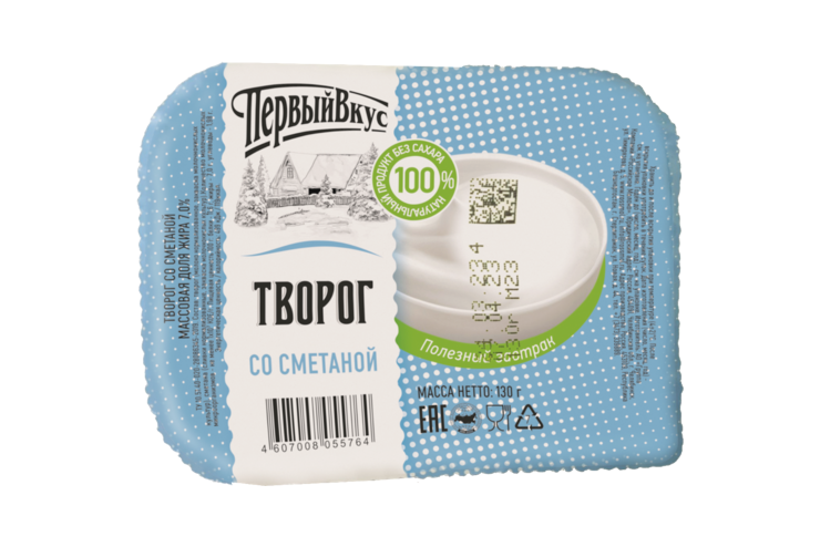 Творог 7% «Первый вкус» со сметаной, 130 г – купить по приятной цене с ...