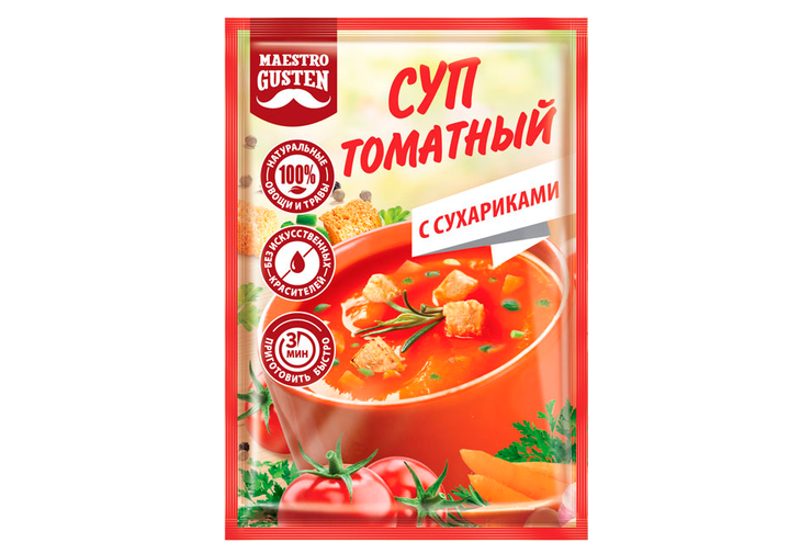 Суп «Maestro Gusten» томатный с сухариками, 16 г – купить по приятной ...