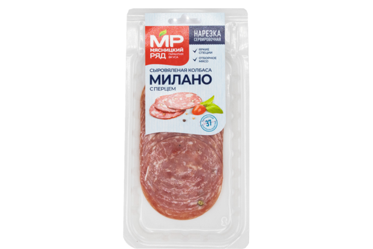 Колбаса «Мясницкий ряд» «Милано» сыровяленая полусухая, в нарезке, 90 г ...