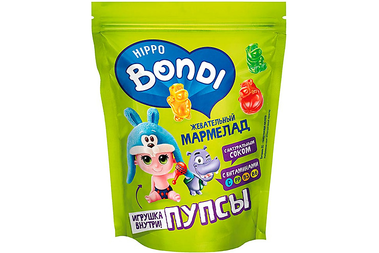 «HIPPO BONDI & FRIENDS», мармелад жевательный с игрушкой «Пупсы», 100 г