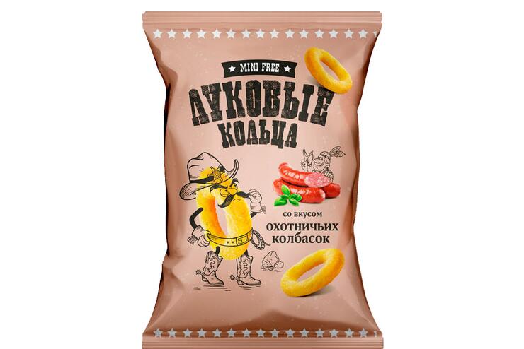 «Mini Free», луковые кольца со вкусом охотничьих колбасок, 45 г