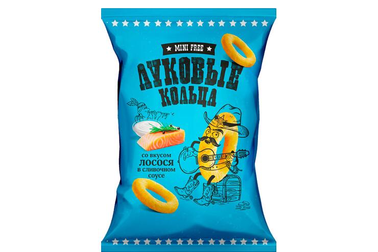 «Mini Free», луковые кольца со вкусом лосося в сливочном соусе, 45 г