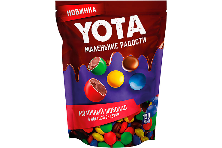 «Yota», драже молочный шоколад в цветной глазури, 150 г