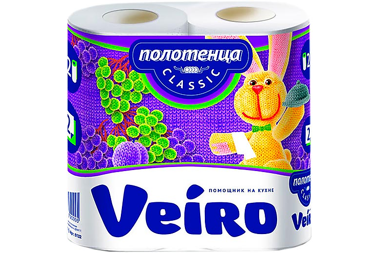 Полотенца бумажные двухслойные Veiro Classic 2 рулона, 200 г