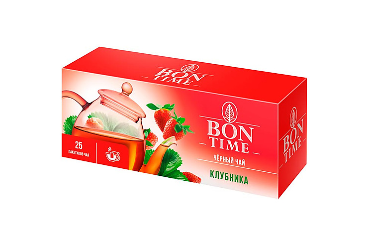 «Bontime», чай черный «Клубника», 25 пакетиков, 37,5 г