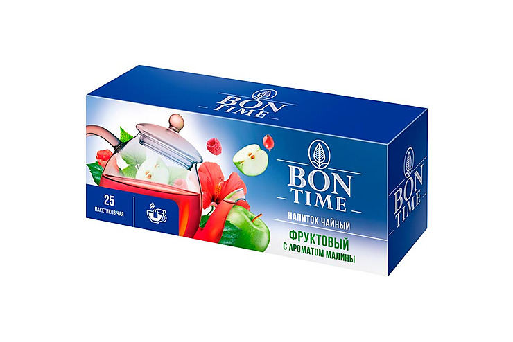 «Bontime», чайный напиток «Фруктовый с ароматом малины», 25 пакетиков, 37,5 г