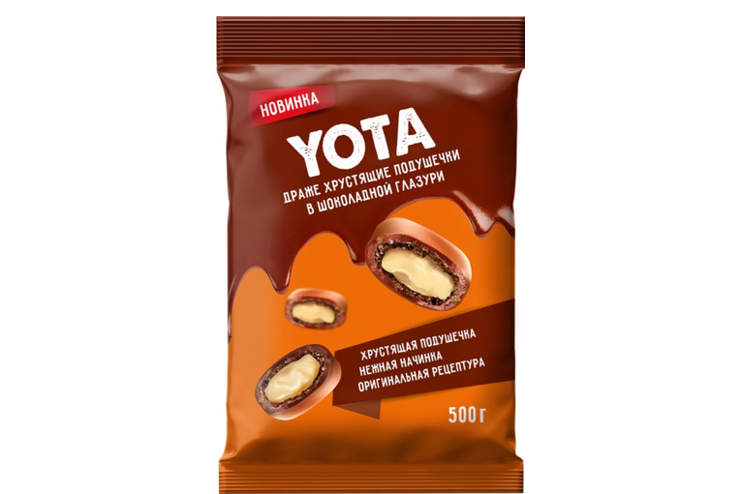 «Yota», драже хрустящие подушечки с молочной начинкой в шоколадной глазури (упаковка 0,5 кг)