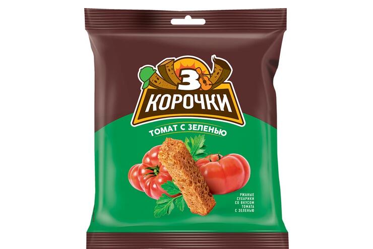 «3 Корочки», сухарики со вкусом томата и зелени, 40 г