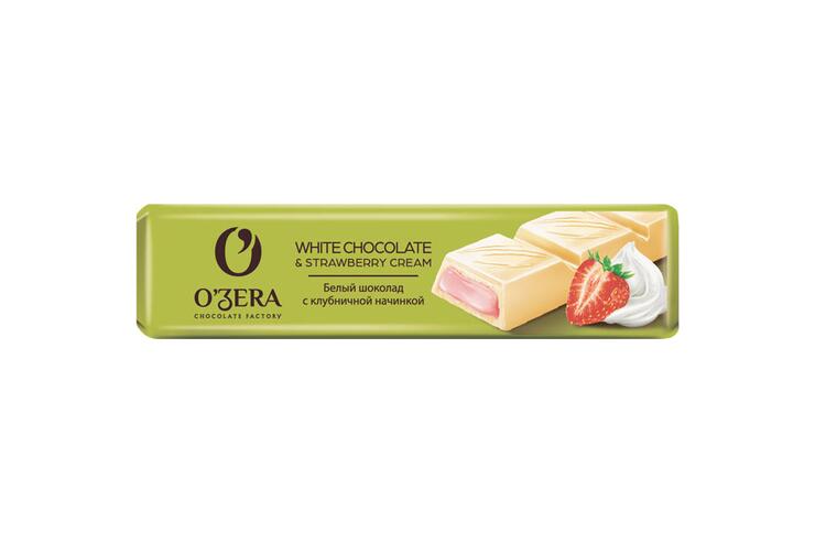 «O'Zera», шоколадный батончик  White & Strawberry cream, 45 г