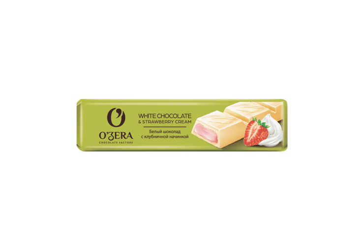 «O'Zera», шоколадный батончик  White & Strawberry cream, 45 г