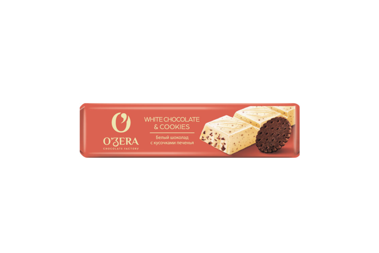 «O'Zera», шоколадный батончик White & Cookies, 45 г