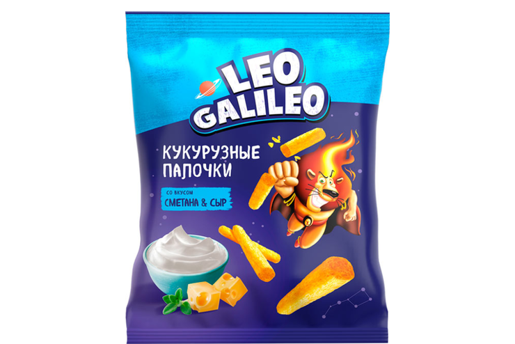 «Leo Galileo», кукурузные палочки со вкусом сметана & сыр, 45 г