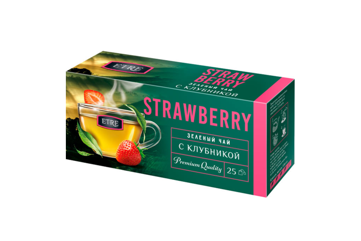 «ETRE», чай Strawberry зеленый с клубникой, 25 пакетиков, 50 г