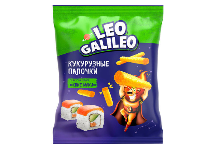 «Leo Galileo», кукурузные палочки со вкусом роллов «сяке маки», 45 г