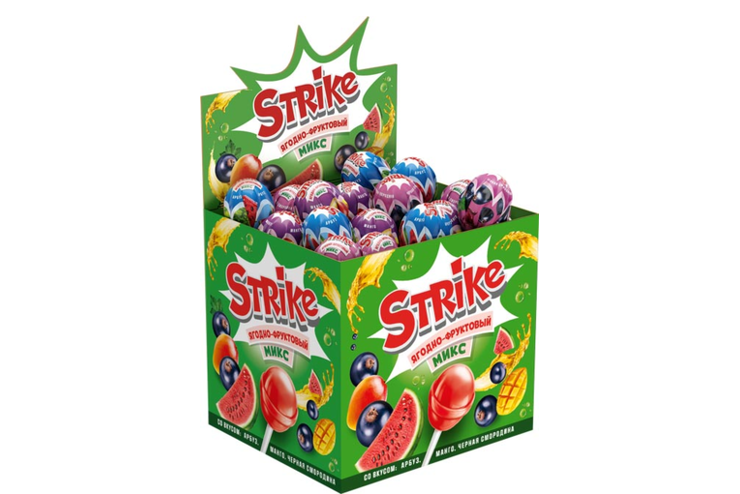 «Strike», карамель на палочке «Ягодно-фруктовый микс», 11,3 г