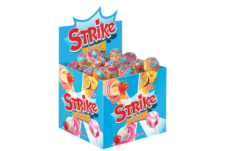 «Strike», карамель на палочке с молочно-фруктовым вкусом, 11,3 г
